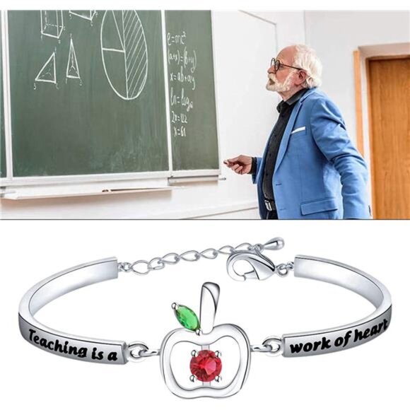 Teacher Bracelet Appreciation Gift Teaching is a Work of Heart Teacher Jewelry - Picture 5 of 7